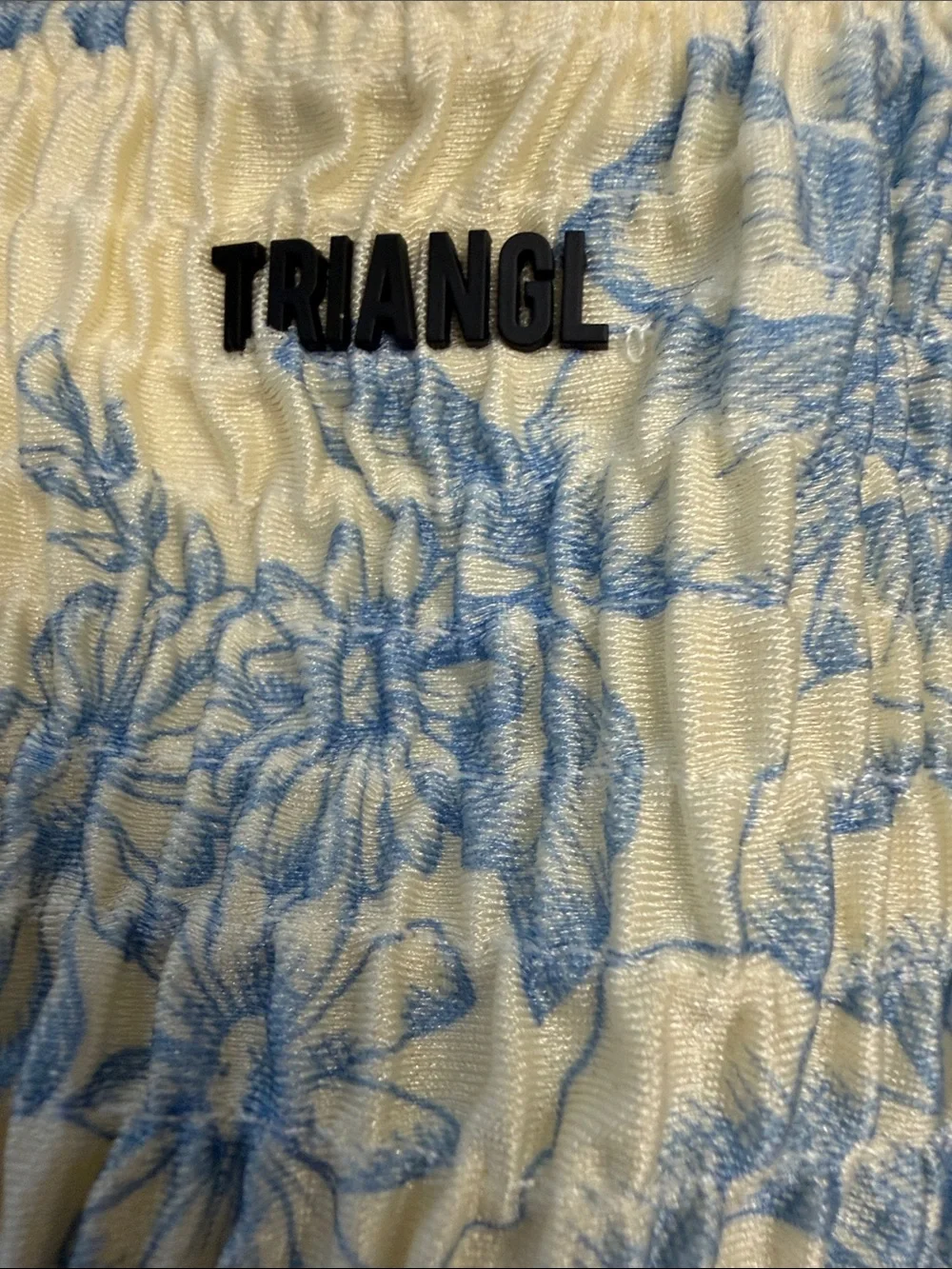 Triangl swimwear blue/cream 2 piece bikini. Like new. Top XL/Bottom L